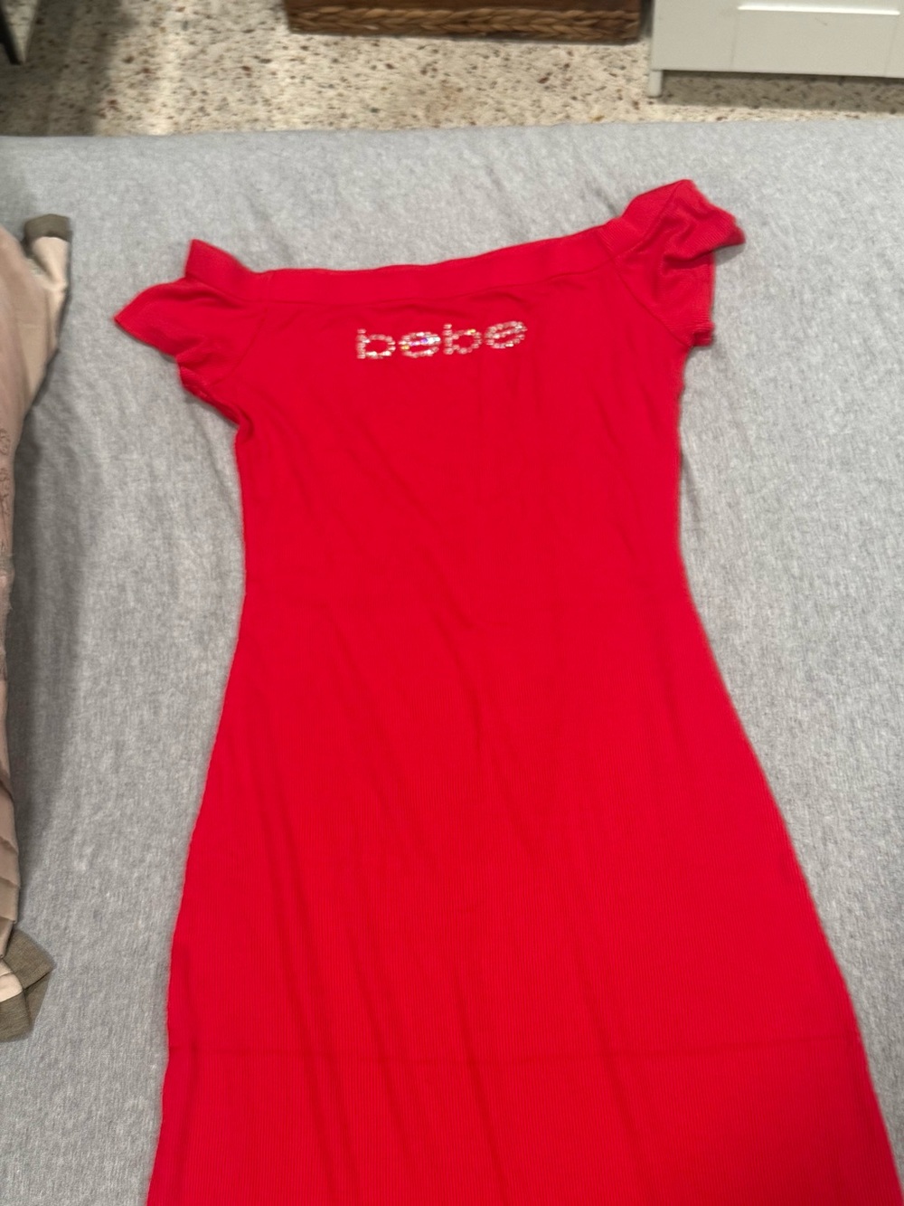 bebe One-Shoulder Crimson Red Maxi Dress - Picture 4 of 5